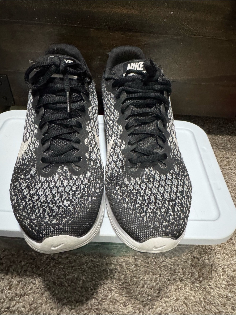 Nike Black and White Knit Running Shoes